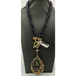 Heidi Daus "Perfect" GREEN, PURPLE , RED, Blue Beaded Statement Necklace TOGGLE